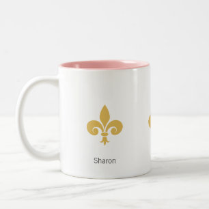 Beautiful Fleur-de-lis Flower on White Two-Tone Coffee Mug