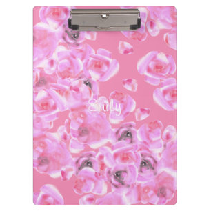 Beautiful Floating Pink Roses Personalized Clipboard