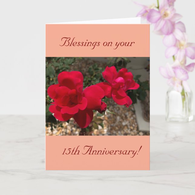 Beautiful, Floral, 15th Anniversary Card (Orchid)