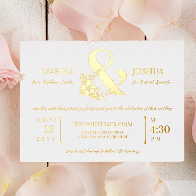 Beautiful Floral Ampersand Typography Wedding Gold (Creator Uploaded)