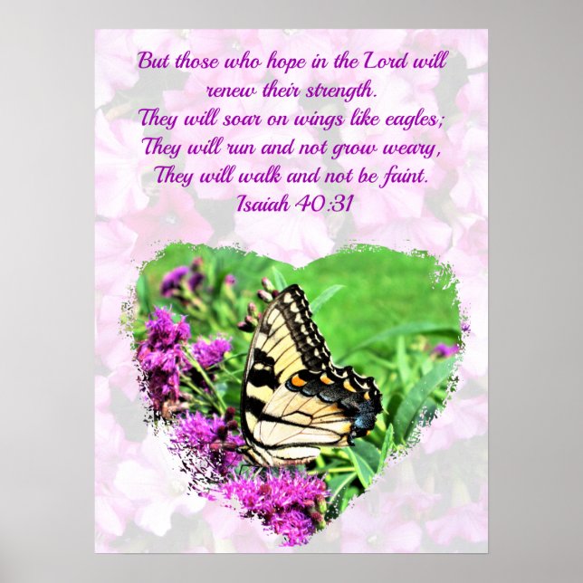 BEAUTIFUL FLORAL AND BUTTERFLY ISAIAH 40:31 VERSE POSTER (Front)