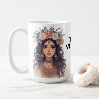 Beautiful Floral Anime Girl – Soft Pastel Aesthe Coffee Mug