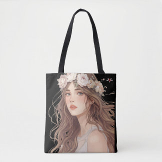 Beautiful Floral Anime Girl – Soft Pastel Aesthe Tote Bag