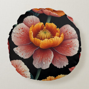 Beautiful Floral Art Vibrant Blossom Bold décor  Round Cushion