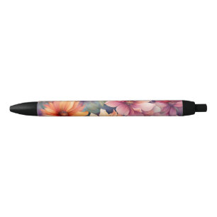 Beautiful Floral Black Ink Pen