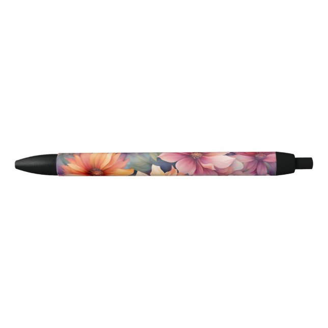 Beautiful Floral Black Ink Pen (Front)