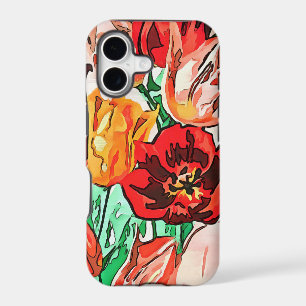 Beautiful Floral Bouquet Tulips Black Outline Art