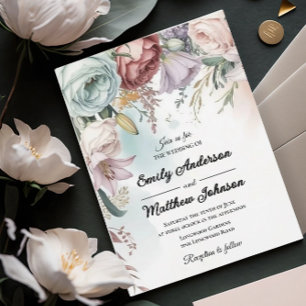Beautiful Floral Bouquet Wedding Invitation