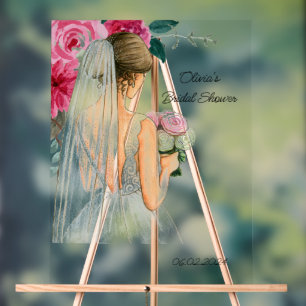 beautiful floral bridal shower acrylic sign