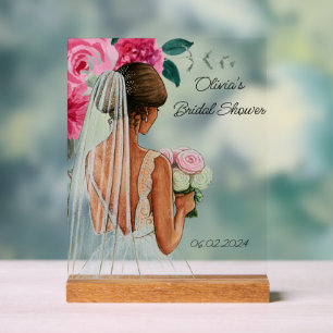 beautiful floral bridal shower  acrylic sign