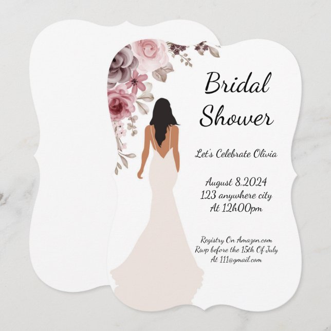beautiful floral bridal shower invitation (Front/Back)