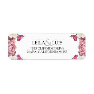 Beautiful Floral Burgundy Wedding Return Address