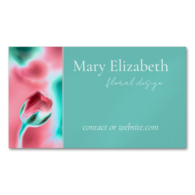 Beautiful Floral Business Card Magnet (Front)