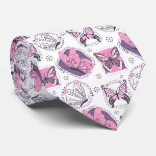 Beautiful Floral Butterfly Garden Neck Tie