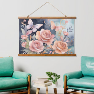 Beautiful Floral Butterfly Watercolor Art Hanging Tapestry