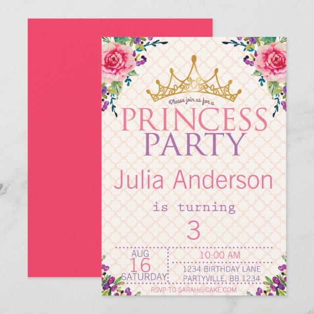 Beautiful Floral Chic Birthday Invitation (Front/Back)