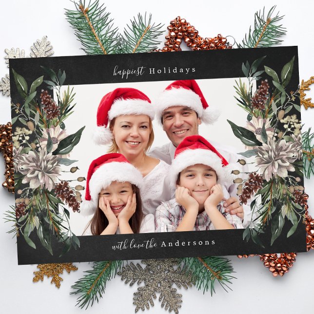 Beautiful Floral Christmas Holiday Photo Card (Creator Uploaded)