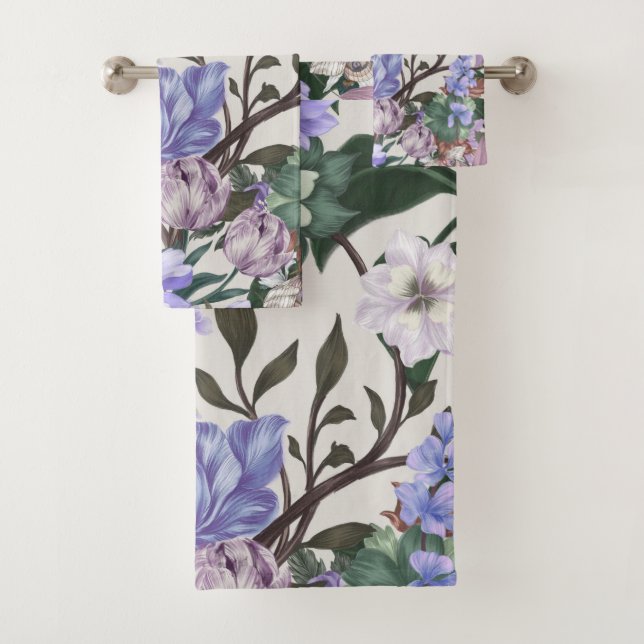  Beautiful  Floral Country Peacock Towel Set (Insitu)