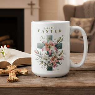 Beautiful Floral Cross Christian Easter Coffee Mug