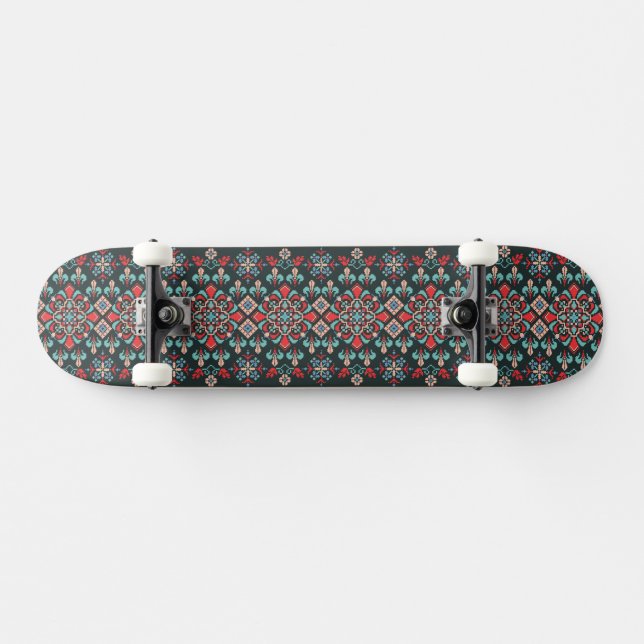 Beautiful Floral Cross Stitch Embroidery Pattern Skateboard (Horz)
