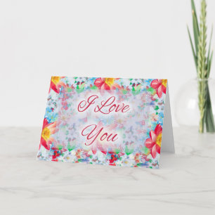 Beautiful Floral D3 I Love You Greeting Card