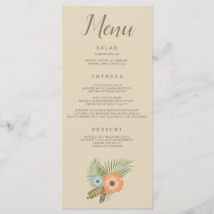 Beautiful Floral Décor on Beige Background Menu