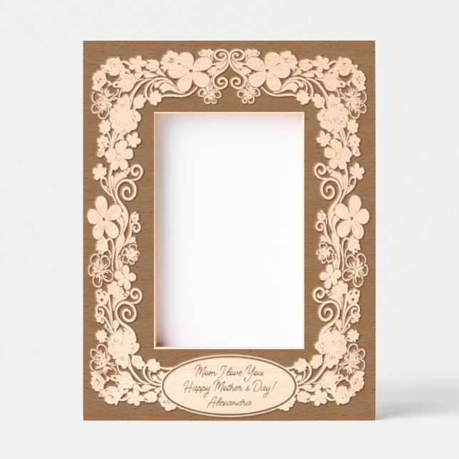Beautiful Floral Decor Personalised Message Mother Etched Frames (Front)