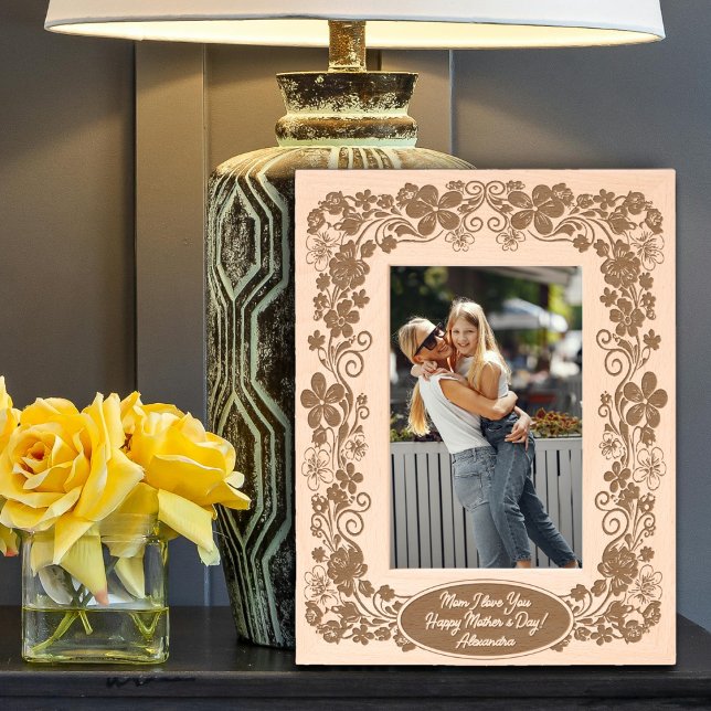 Beautiful Floral Decor Personalised Message Mother Etched Frames (Creator Uploaded)