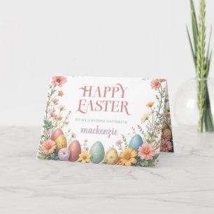Beautiful Floral Decorative Happy Easter Daughter Card