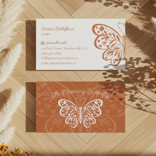Beautiful Floral Decorative Heart Butterfly Logo Business Card