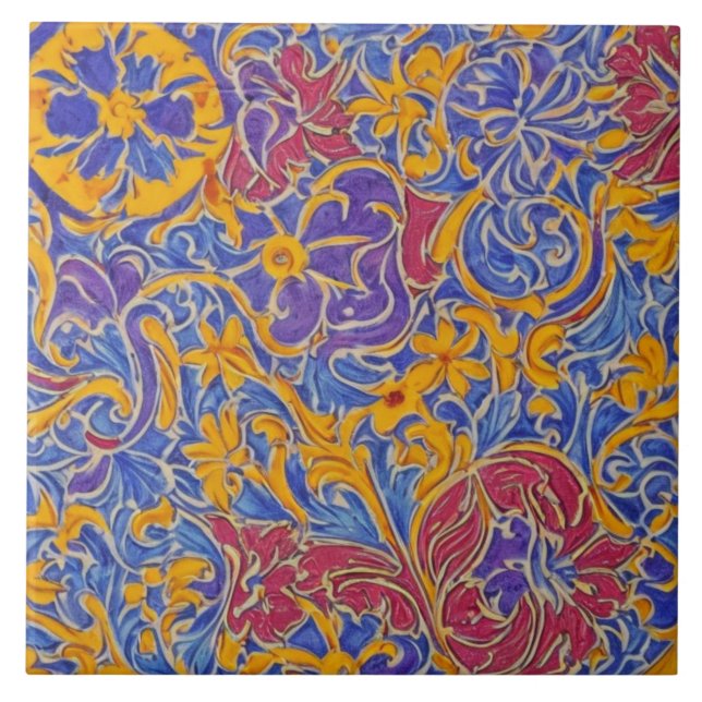 Beautiful Floral Design  Ceramic Tile (Front)