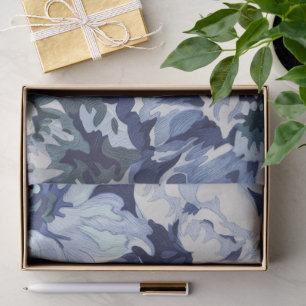 Beautiful Floral Design in Blue Hues Tissue Paper