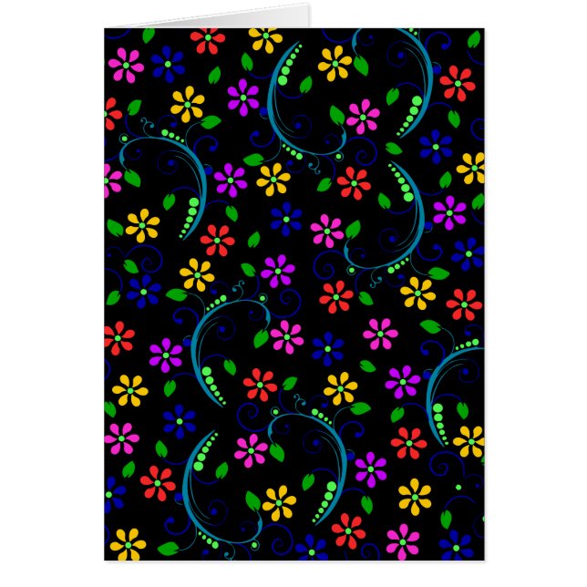 Beautiful Floral Design on Black Background (Front)