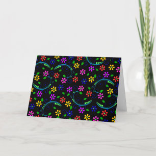 Beautiful Floral Design on Black Background Card