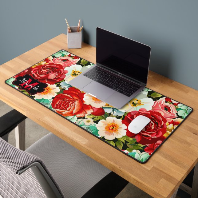 Beautiful Floral Design - Personalise Desk Mat (Office 2)