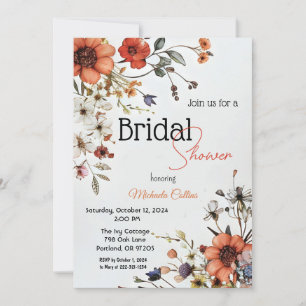 Beautiful floral design with poppies invitation
