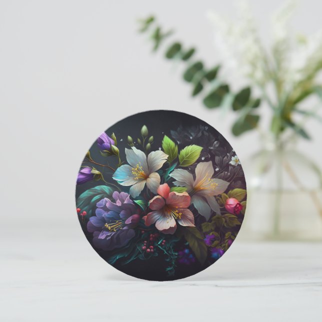 Beautiful Floral Dot Art Mandala Insert Note Card (Standing Front)