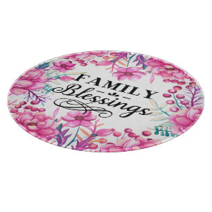 Beautiful Floral/ Family Blessings Cutting Board