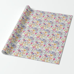 Beautiful Floral Field Vintage Illustration Wrapping Paper