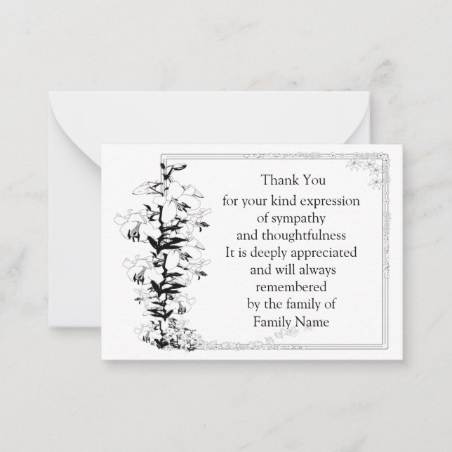 Beautiful Floral Frame Thank You Card (Front)