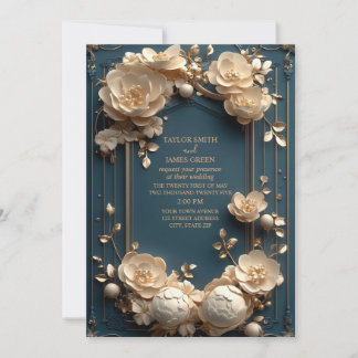 Beautiful floral frame with golden decoration Invitation