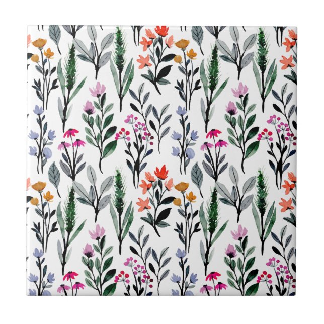 Beautiful floral garden Botanical lovers white Tile (Front)
