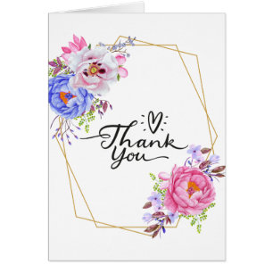Beautiful Floral Geometric Thank You Card