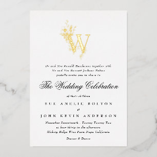 Beautiful Floral GOLD Monogram Sketched