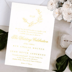 Beautiful Floral GOLD Monogram Sketched Wedding