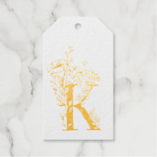 Beautiful Floral GOLD Monogram Sketched Wedding Gift Tags