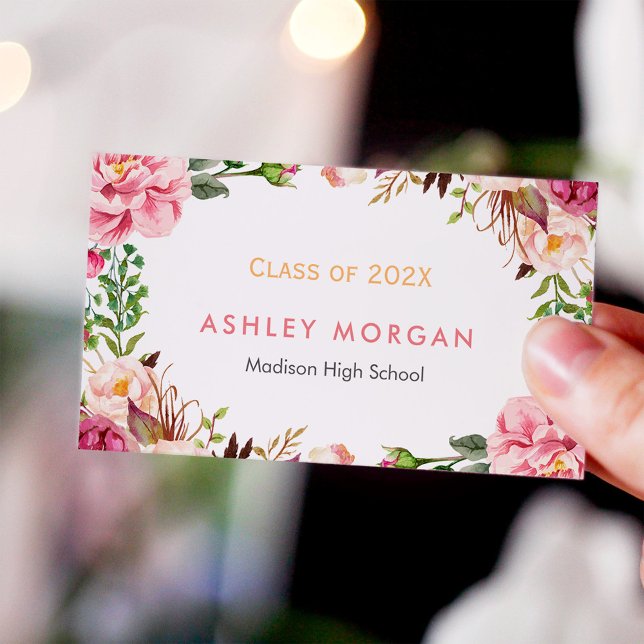 Beautiful Floral Graduate Students Graduation Calling Card (Creator Uploaded)