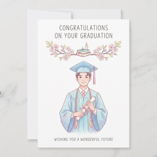 Beautiful Floral Graduation Card (Front)