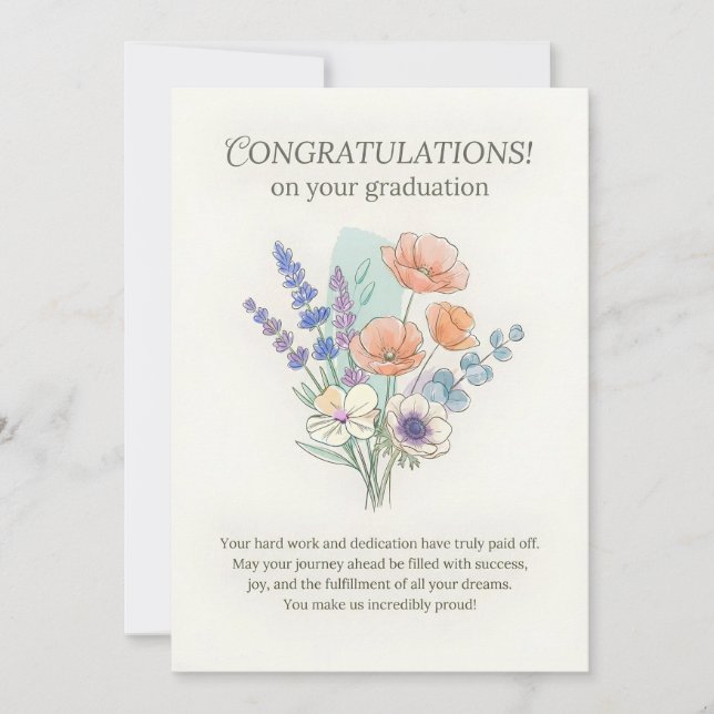 Beautiful Floral Graduation Card (Front)
