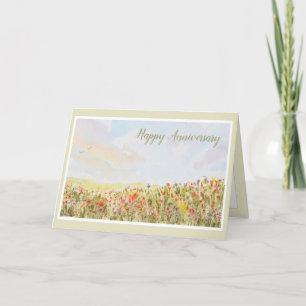 Beautiful Floral Happy Anniversary Card